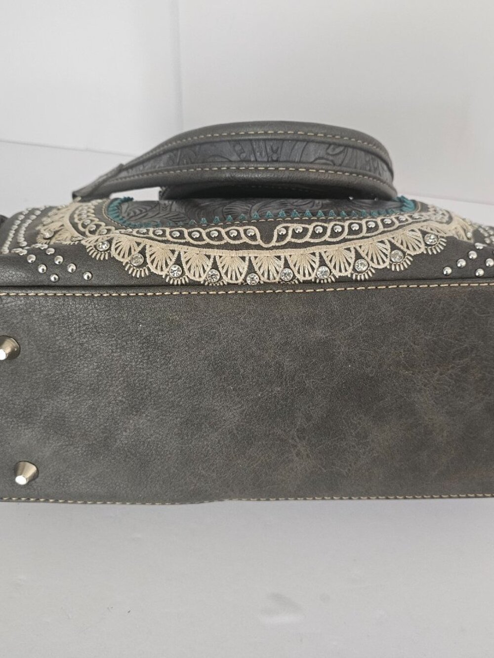 Montana West Bag Gray Western Chain Studded Bling Boho - Picture 5 of 12